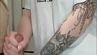 Stepmom's friend jerked me off at the house party