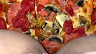 Masturbating on pizza, cumming on food 😈