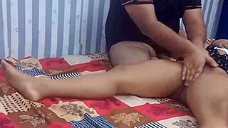 Beautiful indian step daughter plays with step mom