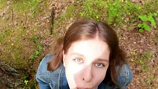 I Went For A Walk After Home Fuck And Sucked Him Off Outdoors Swallowing Cum