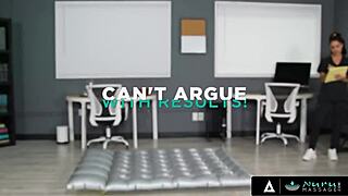 Can Nina White resist her boss's monster cock in this oily Nuru massage?