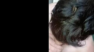 Chienne Marie serves three cocks as esclave