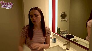 Stepdad Seth's taboo affair with babysitter Reese Robbins involves quickie doggystyle, missionary, gaping, handjob, sexy tits creampie.