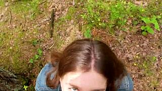 I Went For A Walk After Home Fuck And Sucked Him Off Outdoors Swallowing Cum