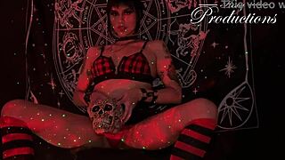 gothic girl performs ritual to have sex with her boyfriend.