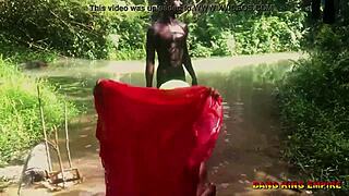 local stream bath end in hardcore doggy style fuck