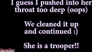 brunette sabrina fingers pussy then sucks cock for facial