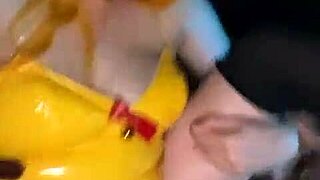 Pikachu in Cosplay Has Her First Fuck, Dressed in the Costume