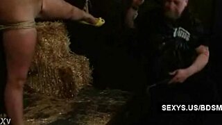 Intense cumming in bondage with big tits