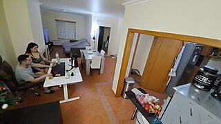 Maid on flip flops receives internal cumshot, feet ass piercing seduction cowgirl orgasm big ass