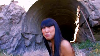 Sharon Lee, that Asian slut, takes deep ass fucking outdoors.