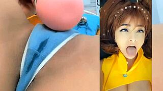 Can Diane's ahegao orgasm in cosplay soak her panties as she masturbates wildly?