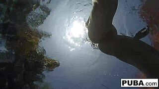 narrative of underwater pool masturbation with samantha rone, her nude body teasing in the water