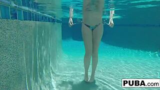 narrative of underwater pool masturbation with samantha rone, her nude body teasing in the water
