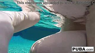 narrative of underwater pool masturbation with samantha rone, her nude body teasing in the water