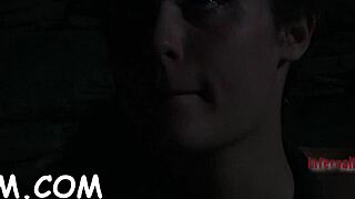 brunette sweetheart in heels fingers her tight spot with toys.