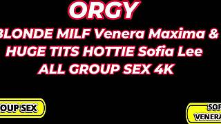 Curvy Milfs Venera in Orgy with Blowjobs and Cum. They Talk Dirty While Reaching Orgasms.