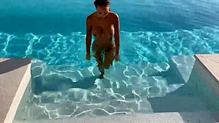 gorgeous monika fox swims naked in pool in beautiful place free
