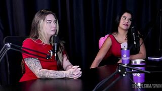 Bruna says, 'swing cast with tiffany and raphaela in lingerie'