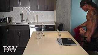 redhead foot fetish model nearly taps out from huge black cock