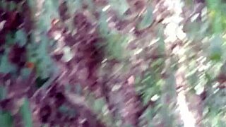 I lick her pussy in the forest until she cums, lesbian fun.