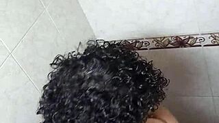 Latina Bisexual Lesbian Squirts While Pleasuring Herself in Shower Room