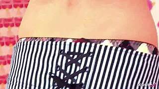 Petite Japanese Step-Sister Caught Masturbating, Seduced into First Blowjob and Facial