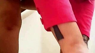 Peruvian MILF Angel Lima masturbates outdoors on building stairs