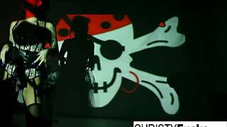 Christy Mack as the pirate explores her body playfully.