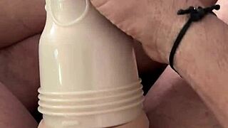 I was playing with my new fleshlight when I got caught watching porn and jerking off my big dick.