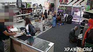 I-I am having sloppy blowjob sex in the shop with horny rough ball licking