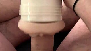 I was playing with my new fleshlight when I got caught watching porn and jerking off my big dick.