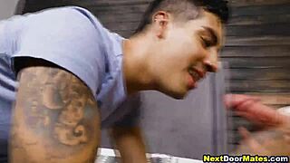 hot athletic guys with tattoos and muscles hanging out at the gym, working out hard and building strength