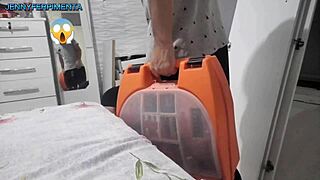 married woman pays installer with card