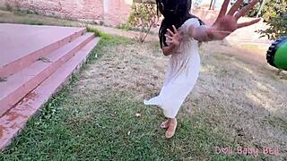 my stepsister got wet for not cleaning the garden