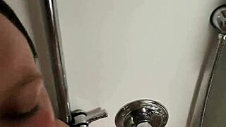 Behind the scenes POV in public shower with hot wife enjoying natural moments