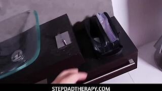 Stepdad cums inside tiny stepdaughter Lucie Cline in therapy