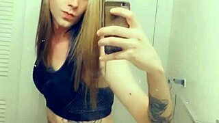 hot tranny in satin panties touches her clitty