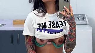 Big titty latina has wild orgasm before work 😩