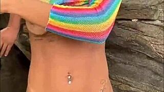 African Exhibitionists Flash Big Pussies in Secret Beach 5some Backstage in São Vicente