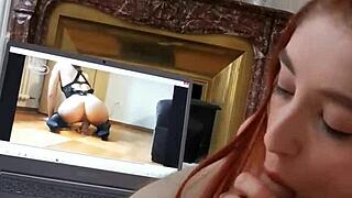 Girlfriend Sucks While Watching French Amateur