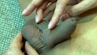 asian ladyboy fingers her ass while stroking her trans cock in a sensual scene