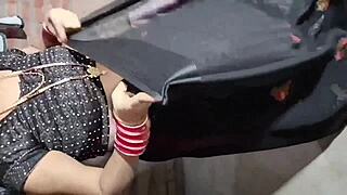 Indian bride pisses in black saree at wedding ranch.