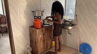 I's the newly married bride getting fucked in the kitchen with my big natural tits