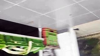 Did you see that upskirt under her skirt while spying in the store?