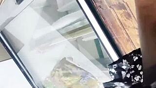 Did you see that upskirt under her skirt while spying in the store?