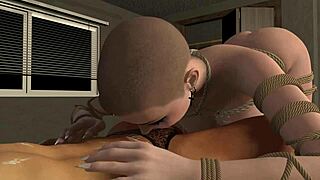 big tit slave sucks small cuck cock from behind