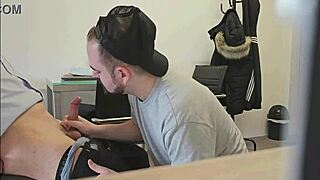 Straight Insurance Broker Tries Blowjob And Handjob On Monster Cock!