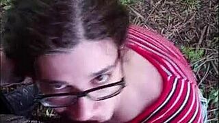 that nasty white slut sucks big black cock outside, so interracial and bareback 😍