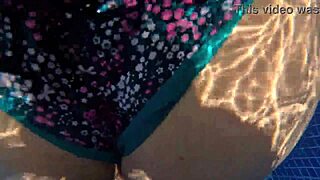 Big Ass Babe Masturbates in Pool, Surprised by Fucking